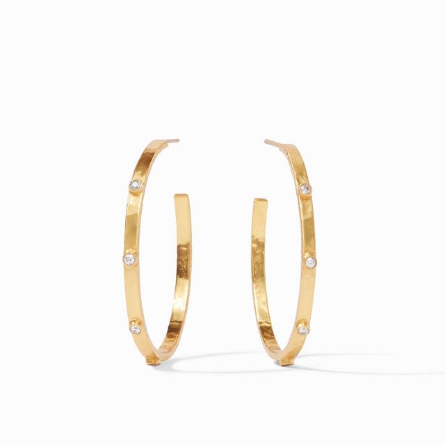 Crescent Stone Hoop, CZ, Medium