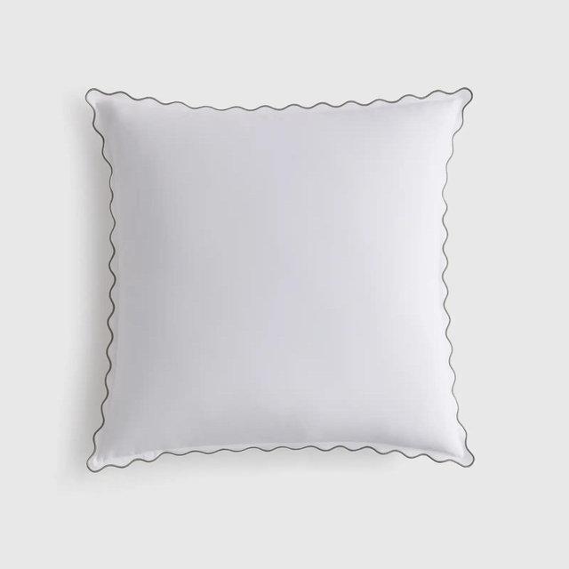 Classic Organic Percale Scallop Euro Sham - White/Dried Sage, Euro