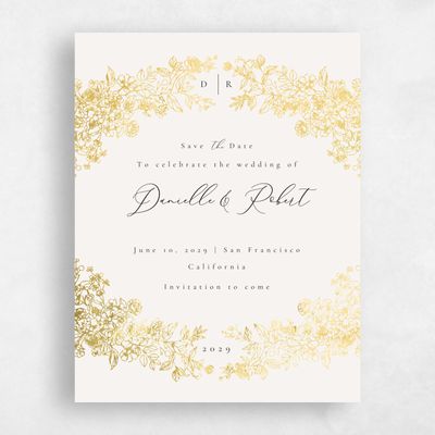 Light Oatmeal, Beige Wedding Save the Date - Sawyer Portrait Foil