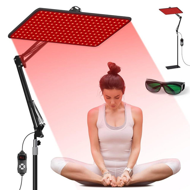 Morfone Red Light Therapy for Body - 200 LED 660nm, 850nm, 940nm Infrared Light Therapy Lamp Large Panel with Adjustable Stand, Protective Glasses for Home Use, Gift for Women Girls