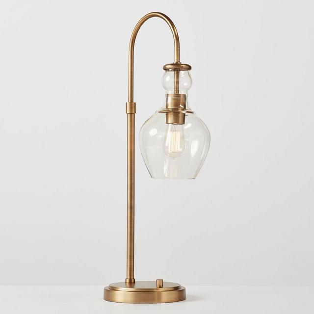 Flynn Recycled Glass USB Table Lamp, Brass