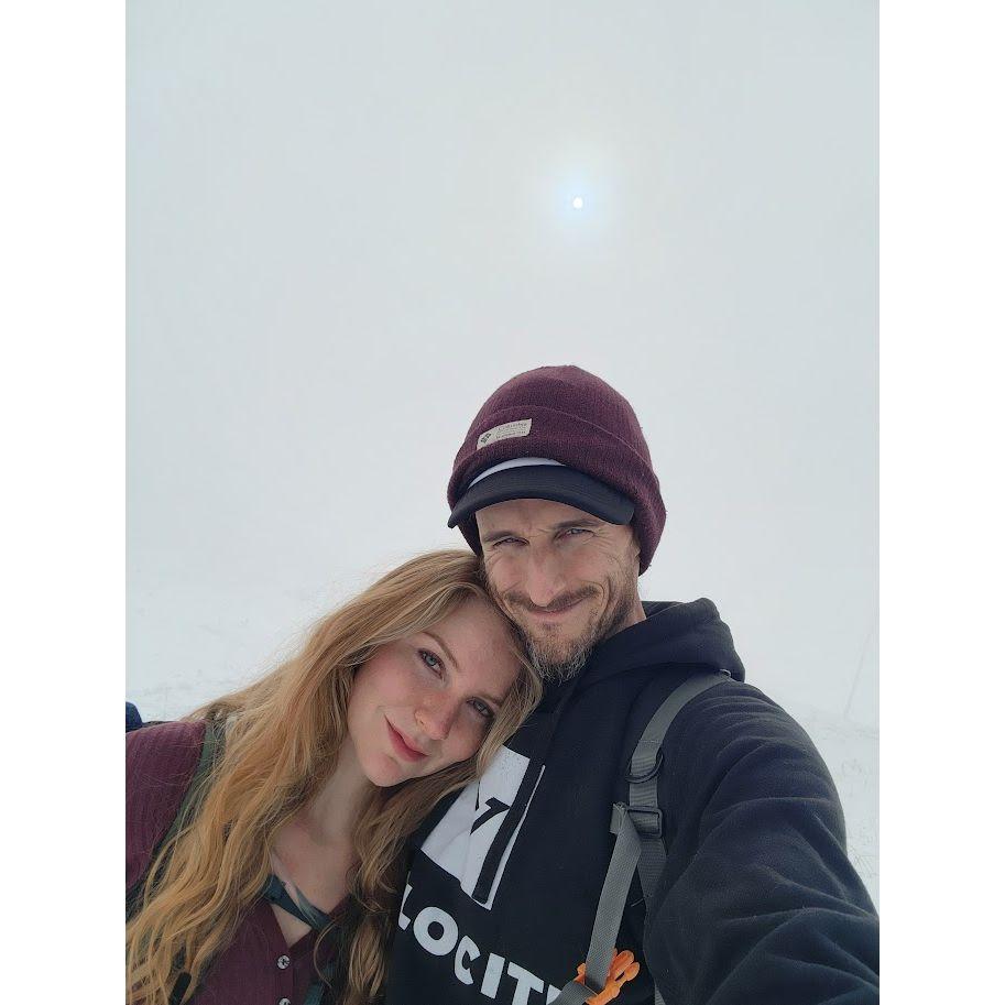 First hike in CO. It was so snowy we couldn't see anything around us.