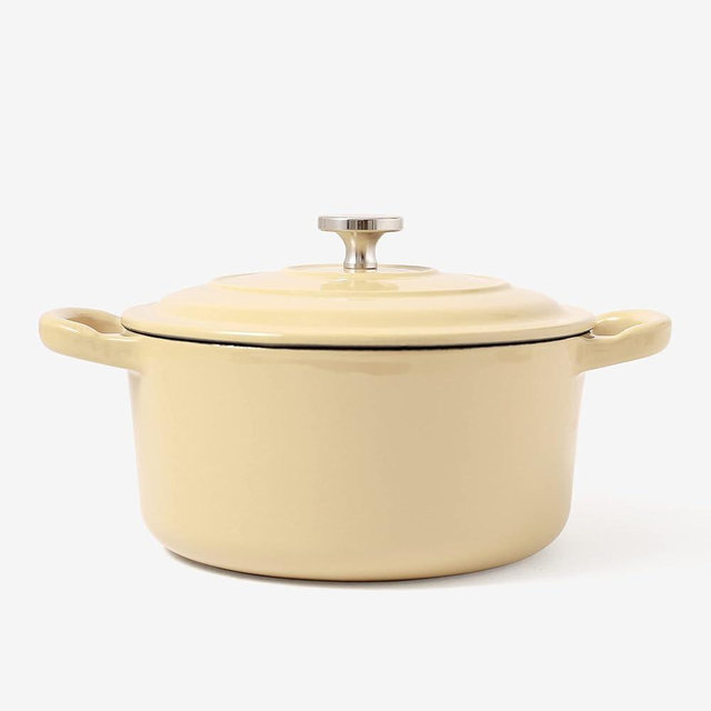 RJ Legend 1.9 Quart Dutch Oven Pot - Enamel Surface, Non-Stick, Easy to Use Cast Iron Cookware - Ideal Gift for Your Friends & Family - Beige