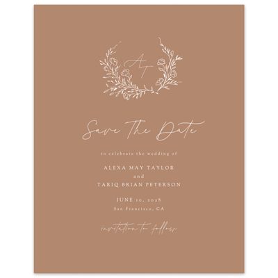 Camel, Brown Wedding Digital Save the Date - Marnina Portrait
