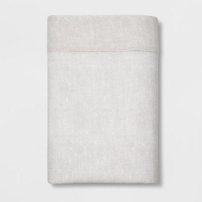 Queen 300 Thread Count Herringbone Ultra Soft Flat Sheet Tan - Threshold™