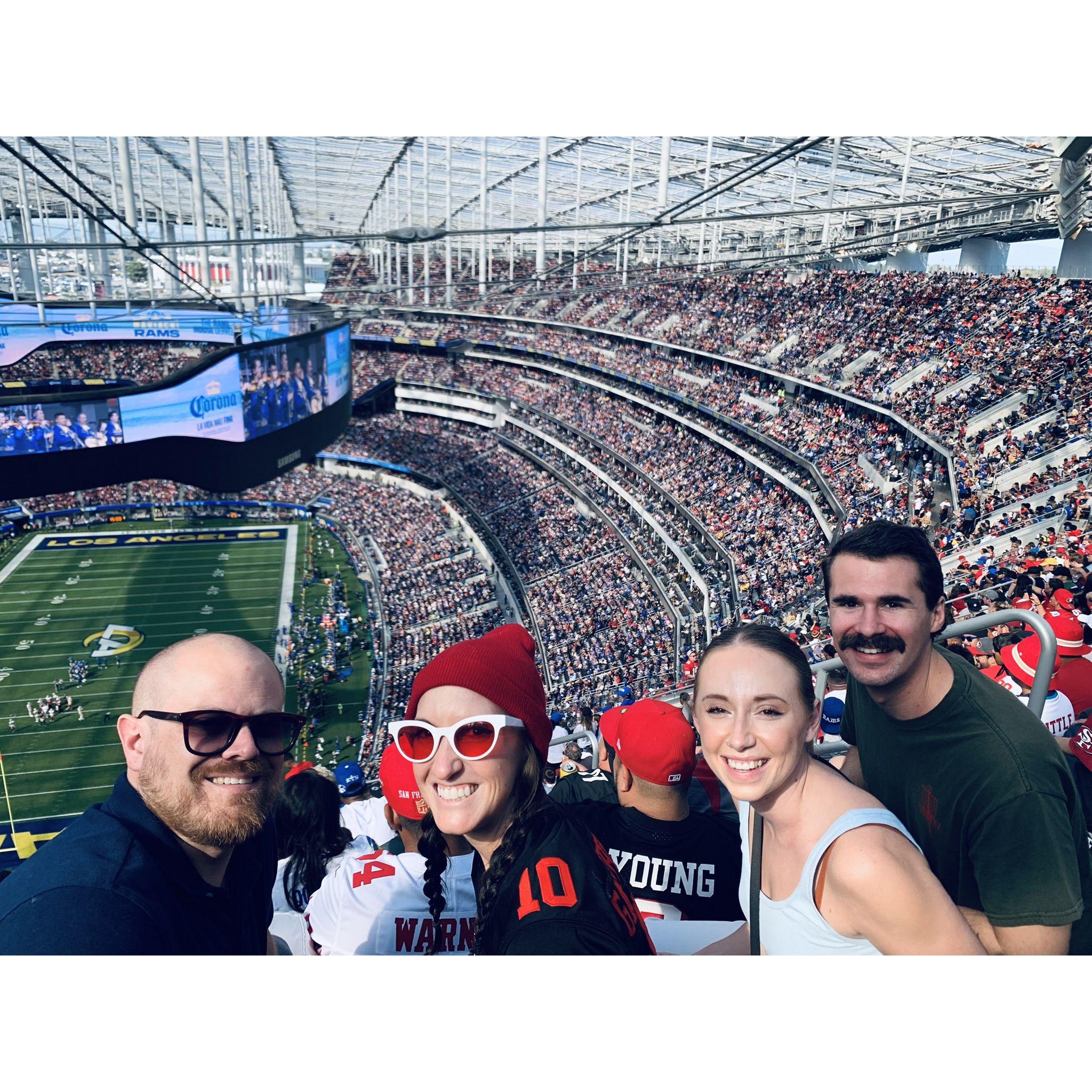 49ers at SoFi with Nick (bridesman) and Emily (bridesmaid)