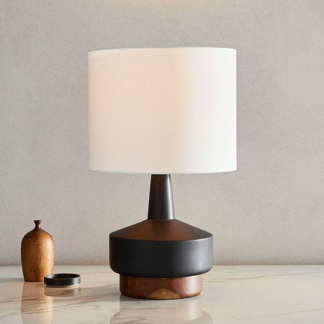 Wood + Ceramic Table Lamp, Medium, Black, Individual