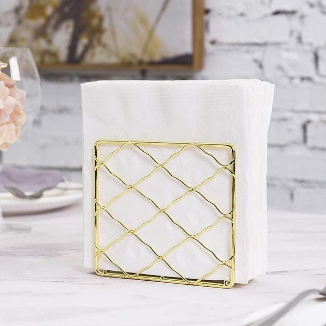 MyGift Brass Metal Wire Napkin Holder for Table, Vertical Tabletop Paper Napkin Stand Dispenser