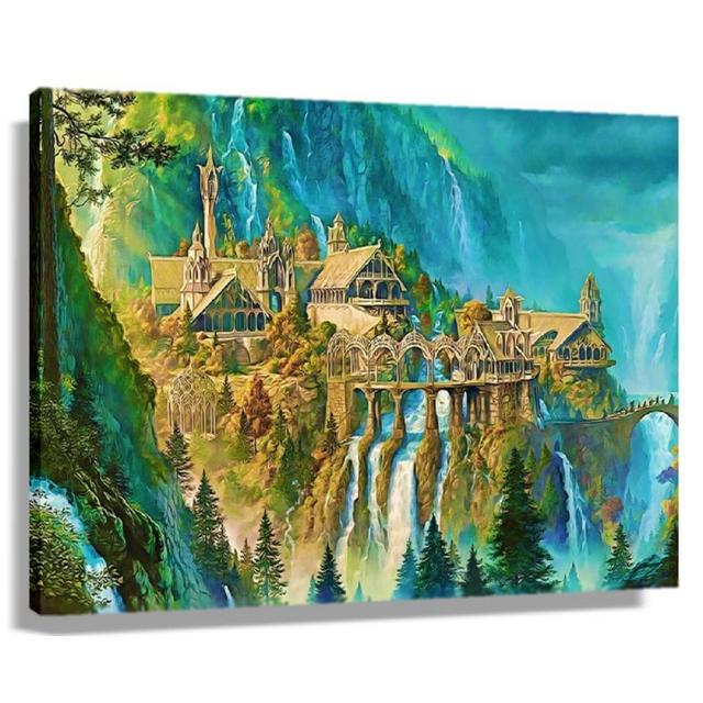HXFUHELA Rivendell The Lord of The Rings Pictures for Kitchen Painting Decorative Posters for Living Room Poster for Bedroom Wall Art Oil Paintings Canvas Prints Giclee (20x30inch(50x75cm),Unframed)