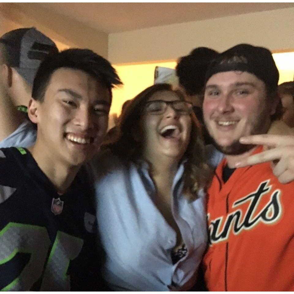Our first photo together: Halloween 2016. Thanks, Cameron Wong, for posting this to facebook for us to find years later.