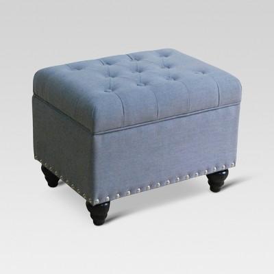 Danbury Tufted Storage Ottoman With Nailheads Gray - Threshold™