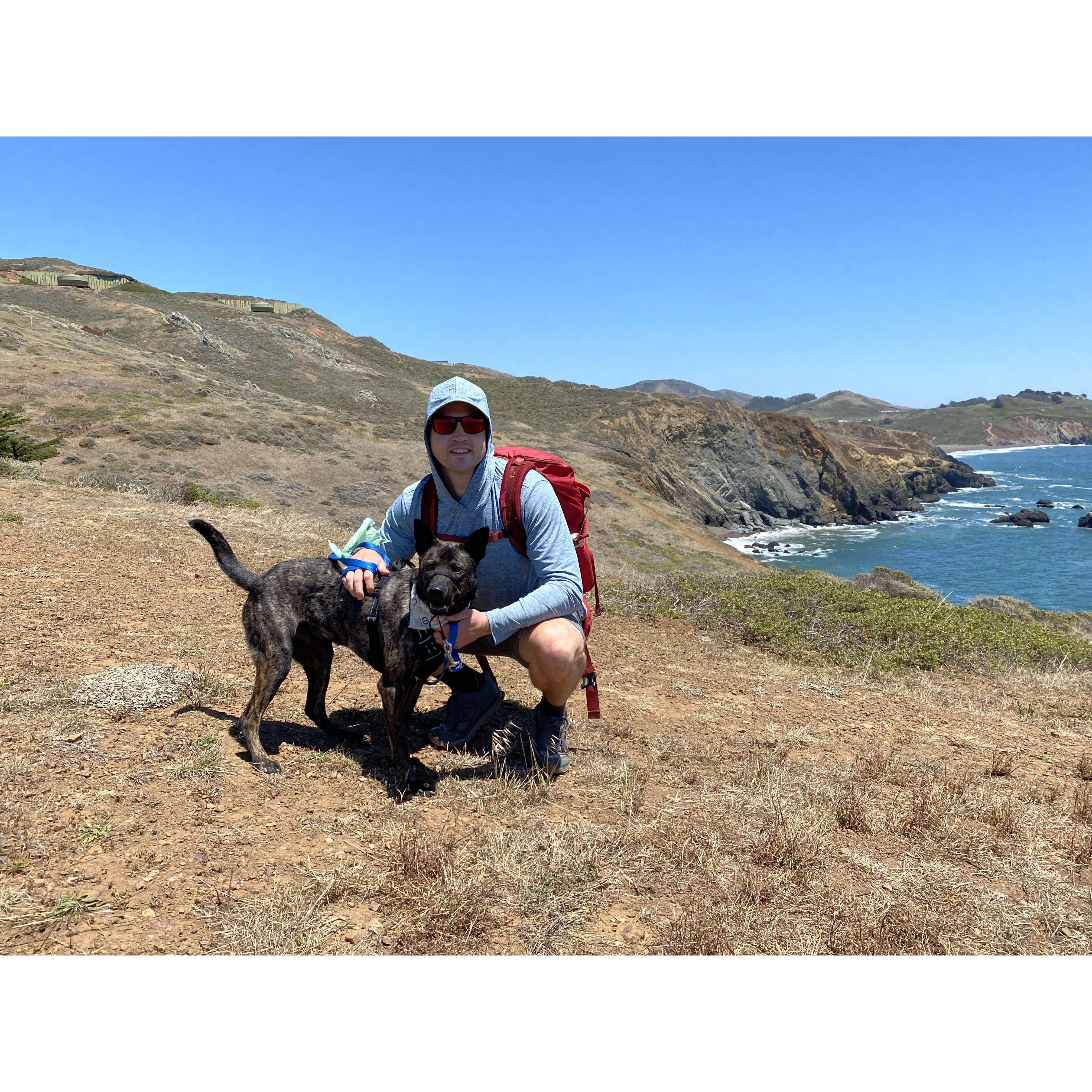 Bryan's first Father's Day with Henry, celebrated with hiking in Marin County and post-hike fish tacos and beer