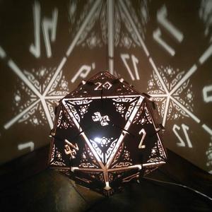 D20 Dungeons and Dragons Dice - Desk Lamp, Geometric Lighting, Wood Lamp, Shadow Lamp