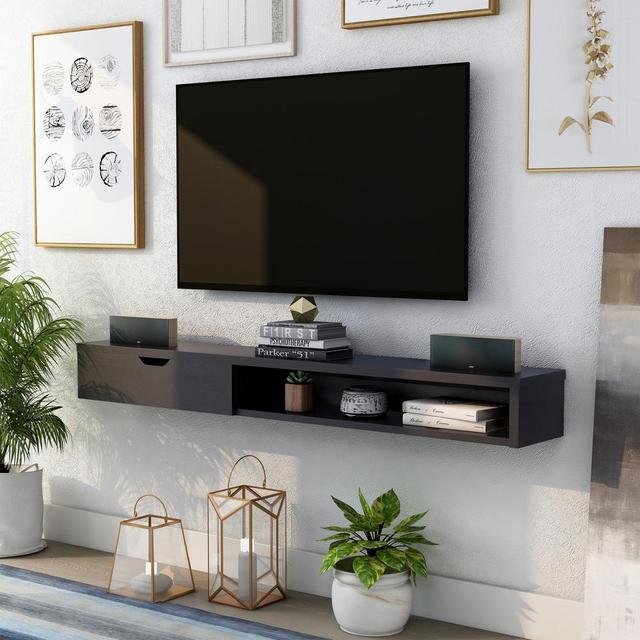 Eponine 60 in. Cappuccino Wood Floating TV Stand with 1-Drawer Fits TVs Up to 66 in. with Wall Mount Feature