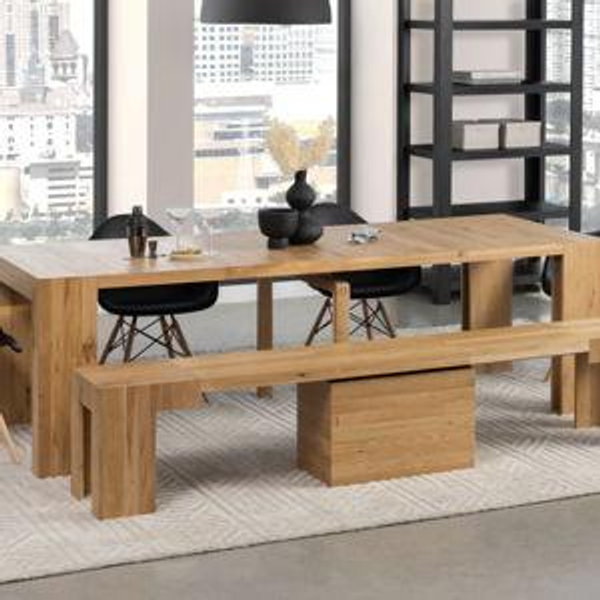 Extendable Dining Table Set with Bench and Chairs | Transformer Table