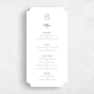 White Ticket Wedding Menu - Reece