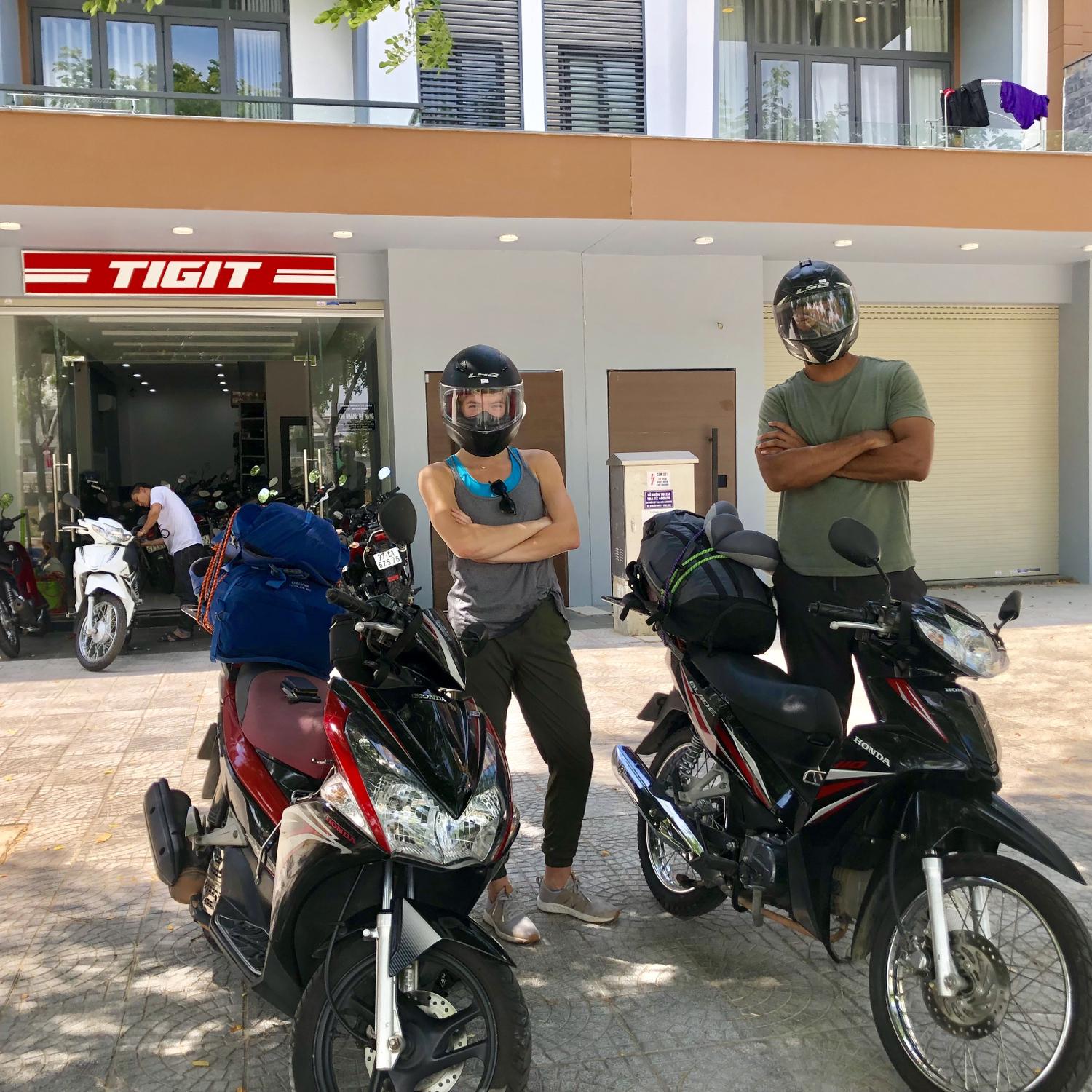 Preparing to set off on a motorbike trip across Vietnam