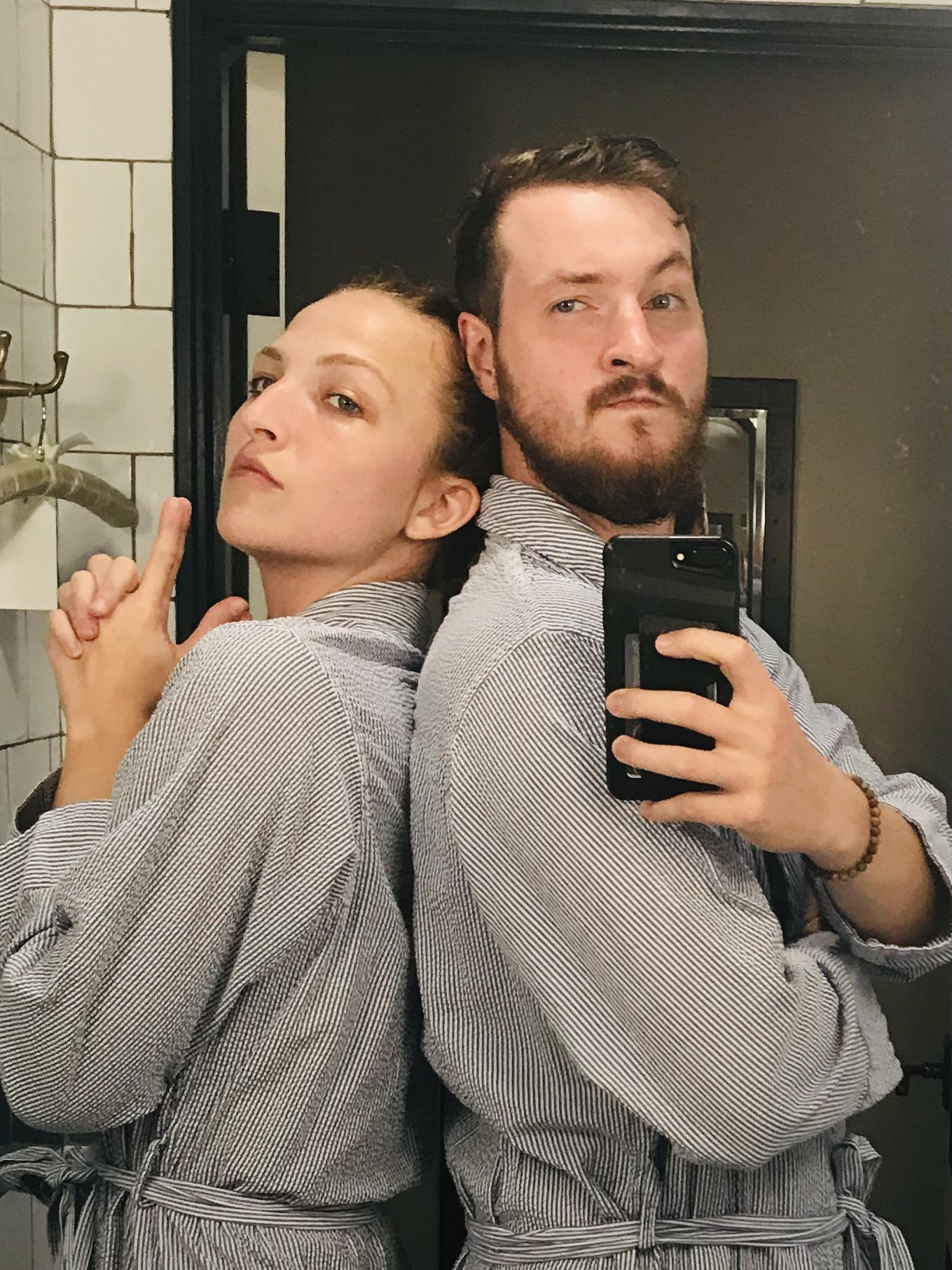 We had a great time at the Hotel Emma for our fifth anniversary! We rode around on scooters, ate fried bologna sandwiches, and went through a trippy house of mirrors! - San Antonio, TX. August 2019.