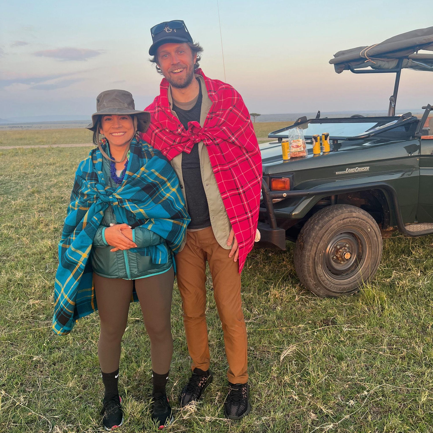 A quick meal at sunset in Kenya, steps away from a lion pride...and a small pack of hyenas that we didn't know about until we headed out.