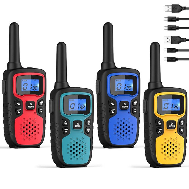 Walkie Talkies for Adults Long Range-Wishouse Handheld 2 Way Radios Rechargeable,Hiking Accessories Camping Xmas Birthday Gift for Kids with Lamp,SOS Siren,NOAA Weather Alert,VOX,Easy to Use 4 Pack