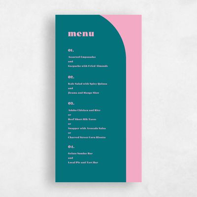 Teal, Blue Wedding Menu - Peoria