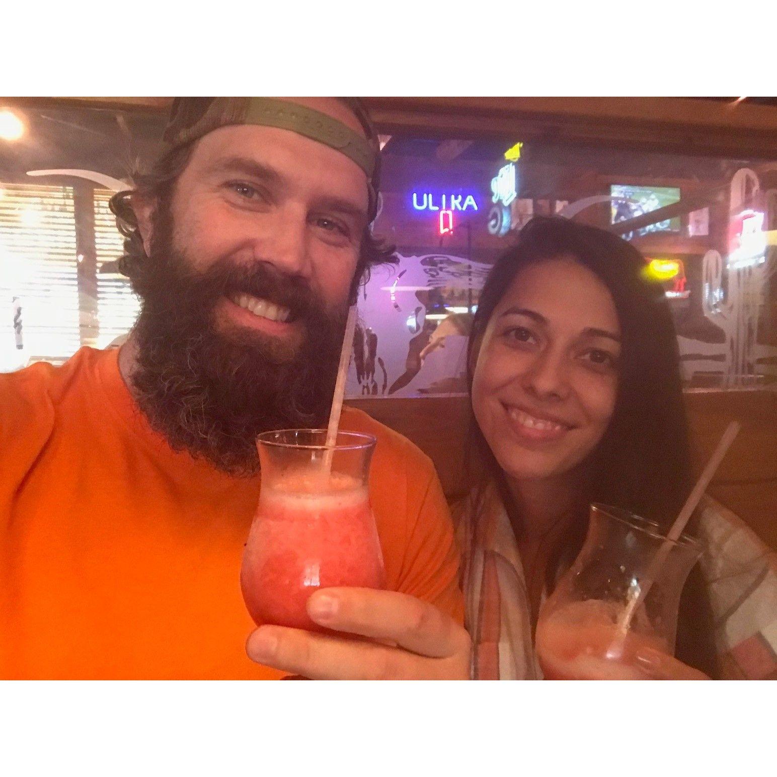 Having daiquiris at Texas Roadhouse remembering Brandon's mom