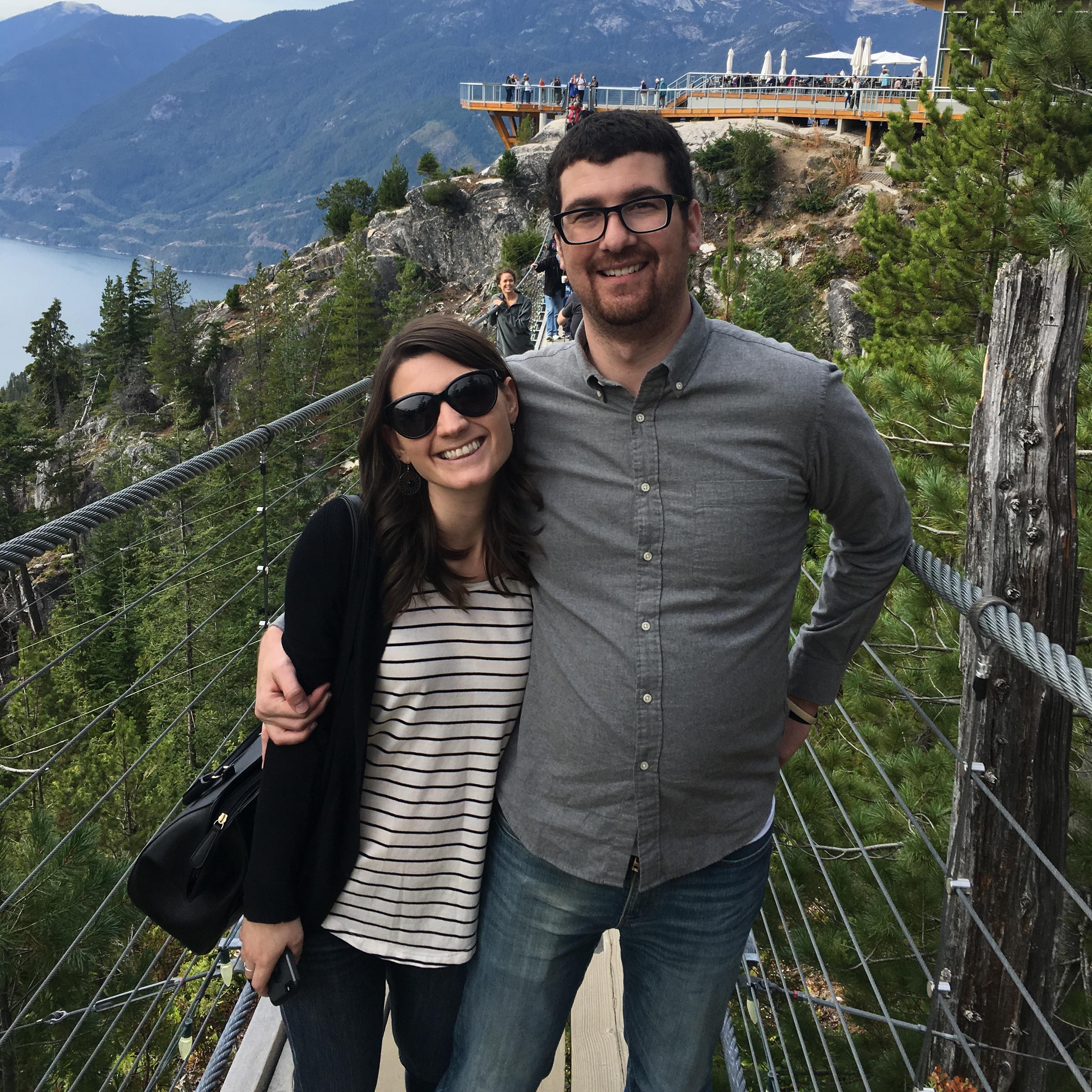 Visiting British Columbia in 2017. Josh overcame his fear of heights for this photo!
