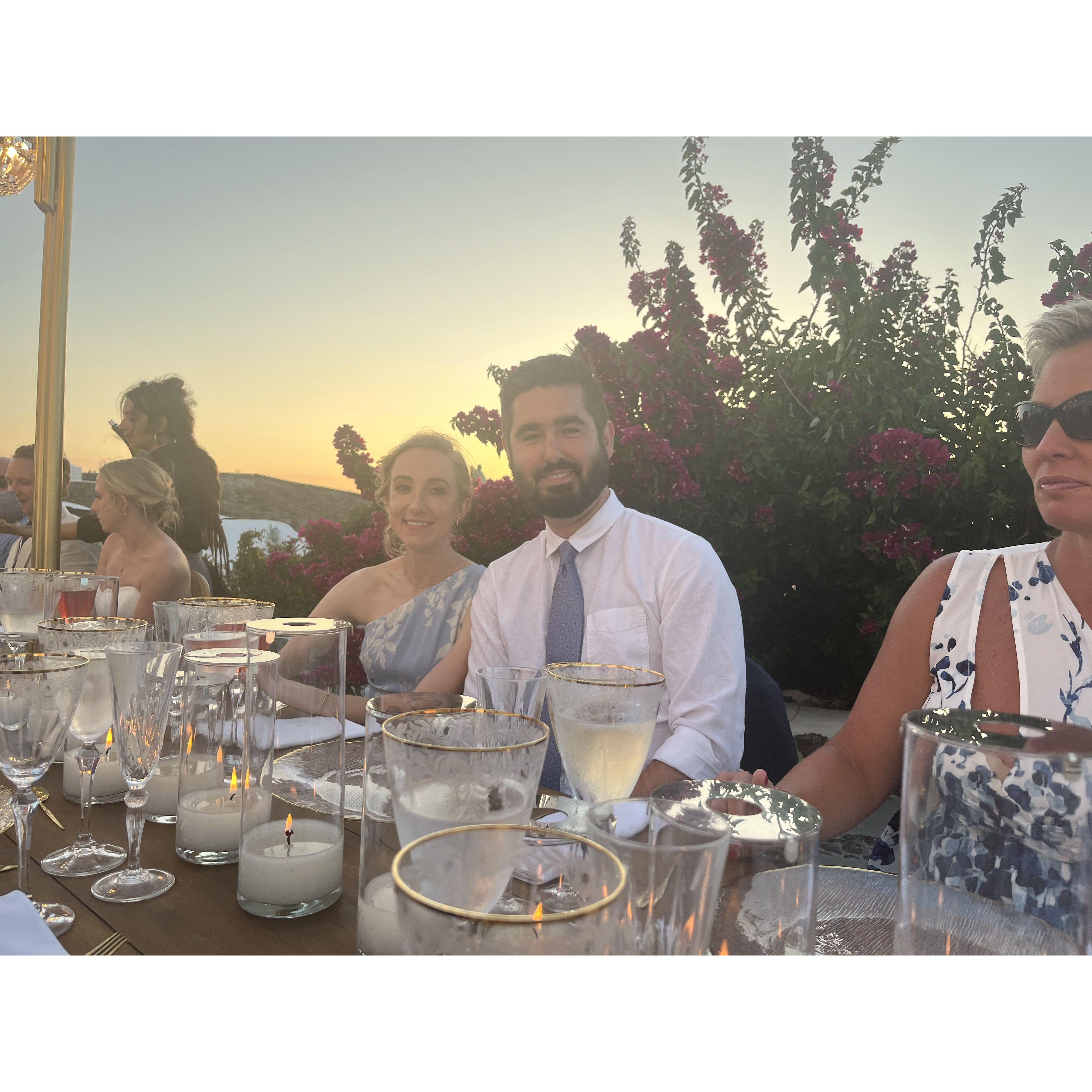 At Allie's and Ian's wedding dinner