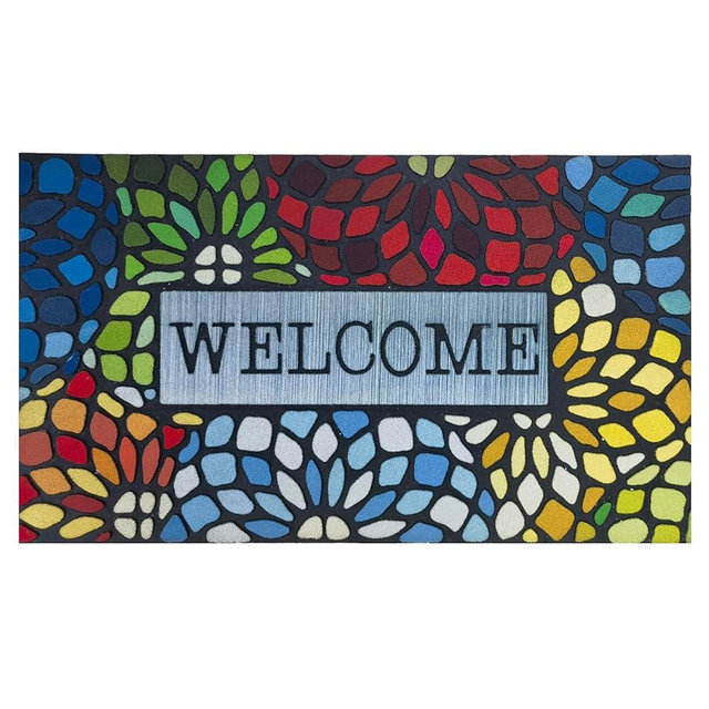 CHICHIC Colorful Welcome Door Mat, Welcome Mat 18x 30 Inch Front Door Mat Outdoors for Home Entrance Outdoors Mat for Outside Entry Way Doormat, Heavy Duty Non Slip Rubber Back Low Profile