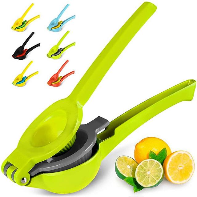 Top Rated Zulay Premium Quality Metal Lemon Lime Squeezer - Manual Citrus Press Juicer (Gray and Lime Green)
