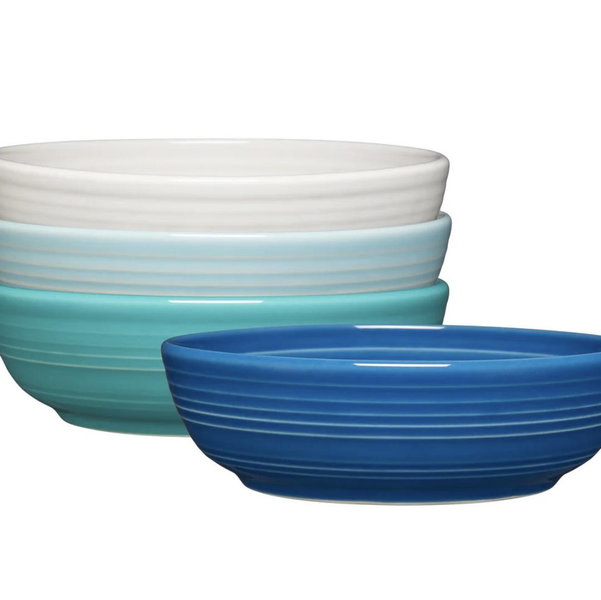 Mixed Coastal Blues Coupe 6 3/4 Inch Salad Bowl 24 OZ, Set of 4