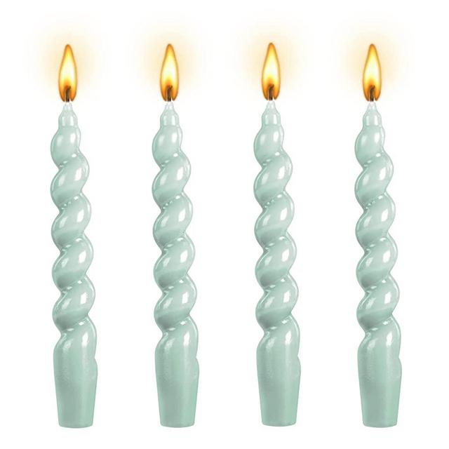 Spiral Taper Dinner Candles - Conical Stick Candles, H 7.5inch, Unscented, Aesthetic Candle, 3/4 Taper Candles, Long Votive Candles,Christmas Giftt,Chime Candles (4pcs, Blue)