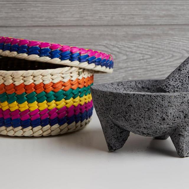 Large Molcajete with Tortilla Basket