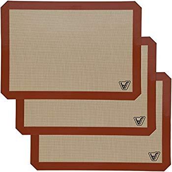 Silicone Baking Mat - Set of 2 Half Sheet (Thick & Large 11 5/8" x 16 1/2") - Non Stick Silicon Liner for Bake Pans & Rolling - Macaron/Pastry/Cookie/Bun/Bread Making - Professional Grade Nonstick