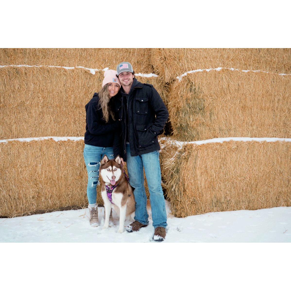 Bride, Groom, and Kona on Christmas Eve 2022