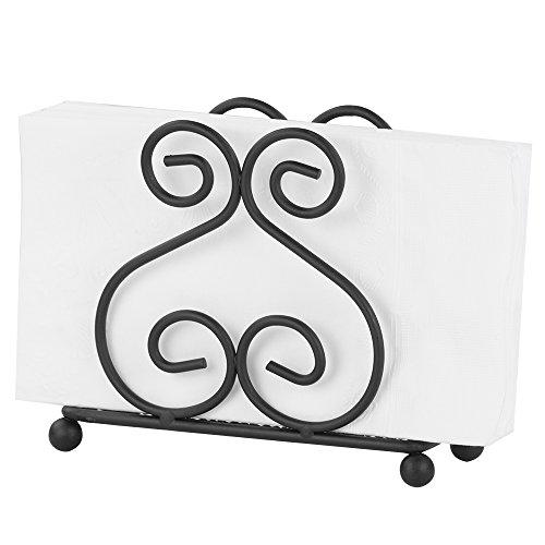 Home Basics Scroll Collection Steel Napkin Holder, Freestanding Tissue Dispenser Organizer for Kitchen Countertop, Durable, Sturdy, Home Décor, Black