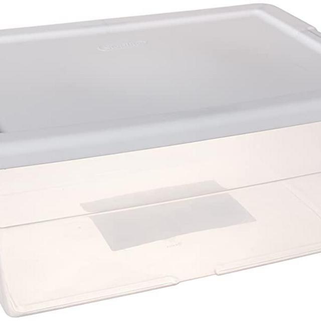 Sterilite 16 Quart Basic Clear Storage Box with White Lid (Pack of 2)