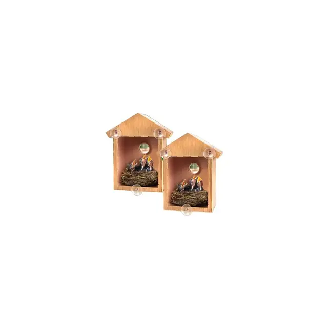 5 Star Super Deals 2 See Through One Way Mirrored Bird House - Suction Cup Window Mounted Bird Nesting Box