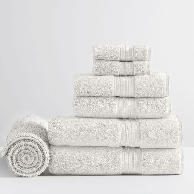 Hydrocotton Organic Bath, Hand, Washcloth Towels & 1 Bath Mat, Set of 7, Ivory