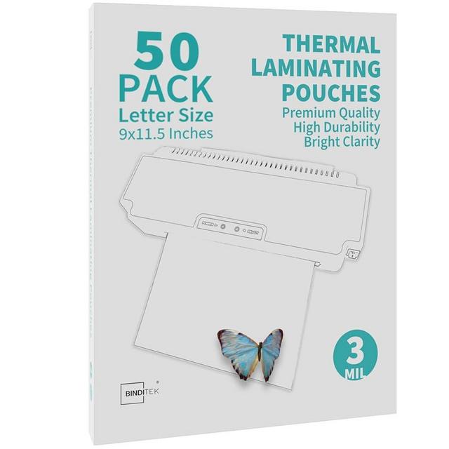 Binditek 50 Pack 3 Mil Thermal Laminating Pouches, Letter Size Laminating Sheets, 9x11.5 Inches, Ultra Clear, Heat Seal, School Office Supplies
