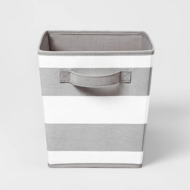 Large Canvas Stripe Bin Gray - Pillowfort™
