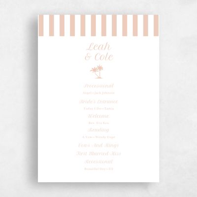 Peach, Orange Wedding Program - Mauritius