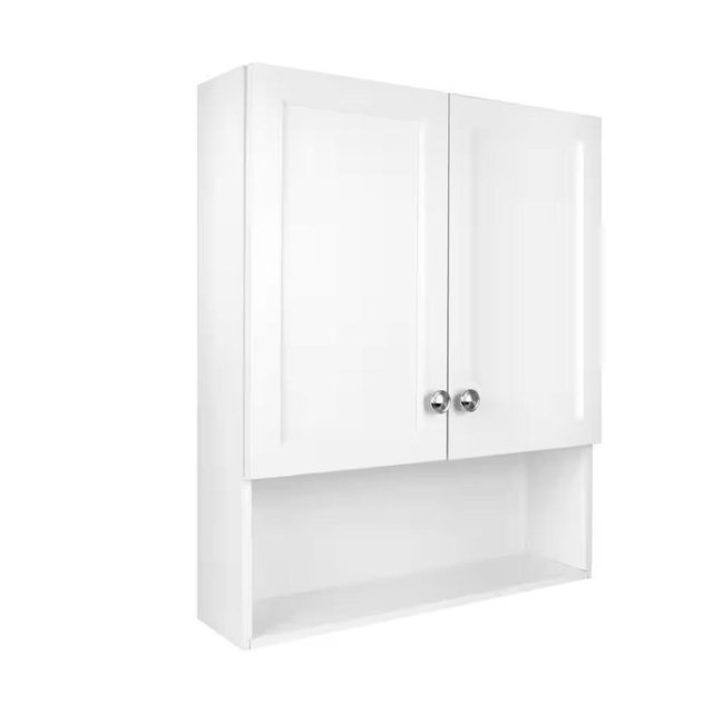 Glacier Bay 22-7/8 in. W. x 27-7/8 in. H Framed Surface-Mount Rectangular Bathroom Medicine Cabinet with Mirror, White