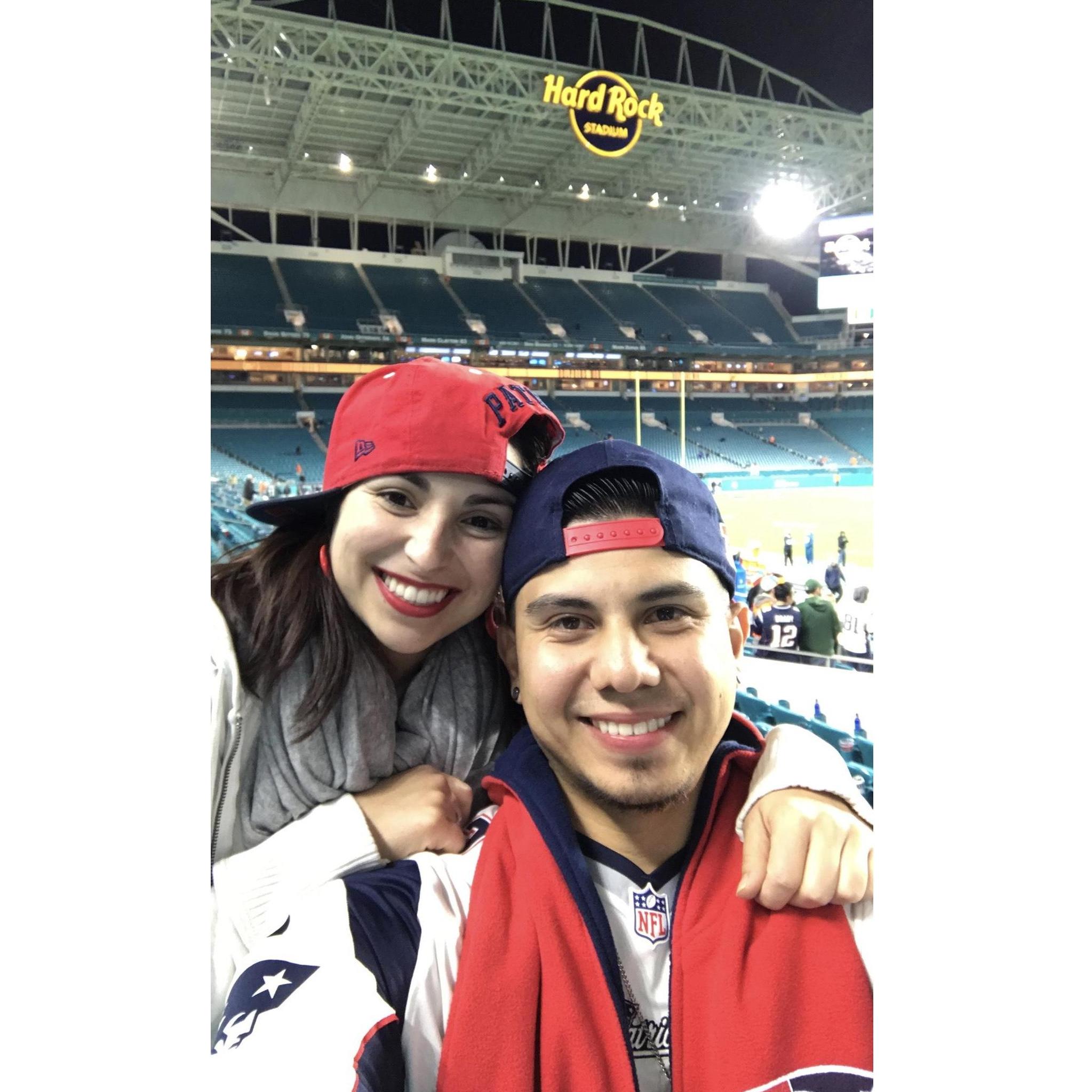 Vanessa surprised Dougie with tickets to his first Patrtiots game for his 30th Birthday spent in Florida
12/11/2017