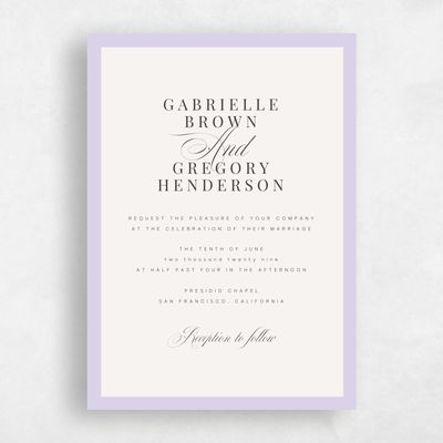 Lavender, Purple Wedding Invitation - Laroque Portrait