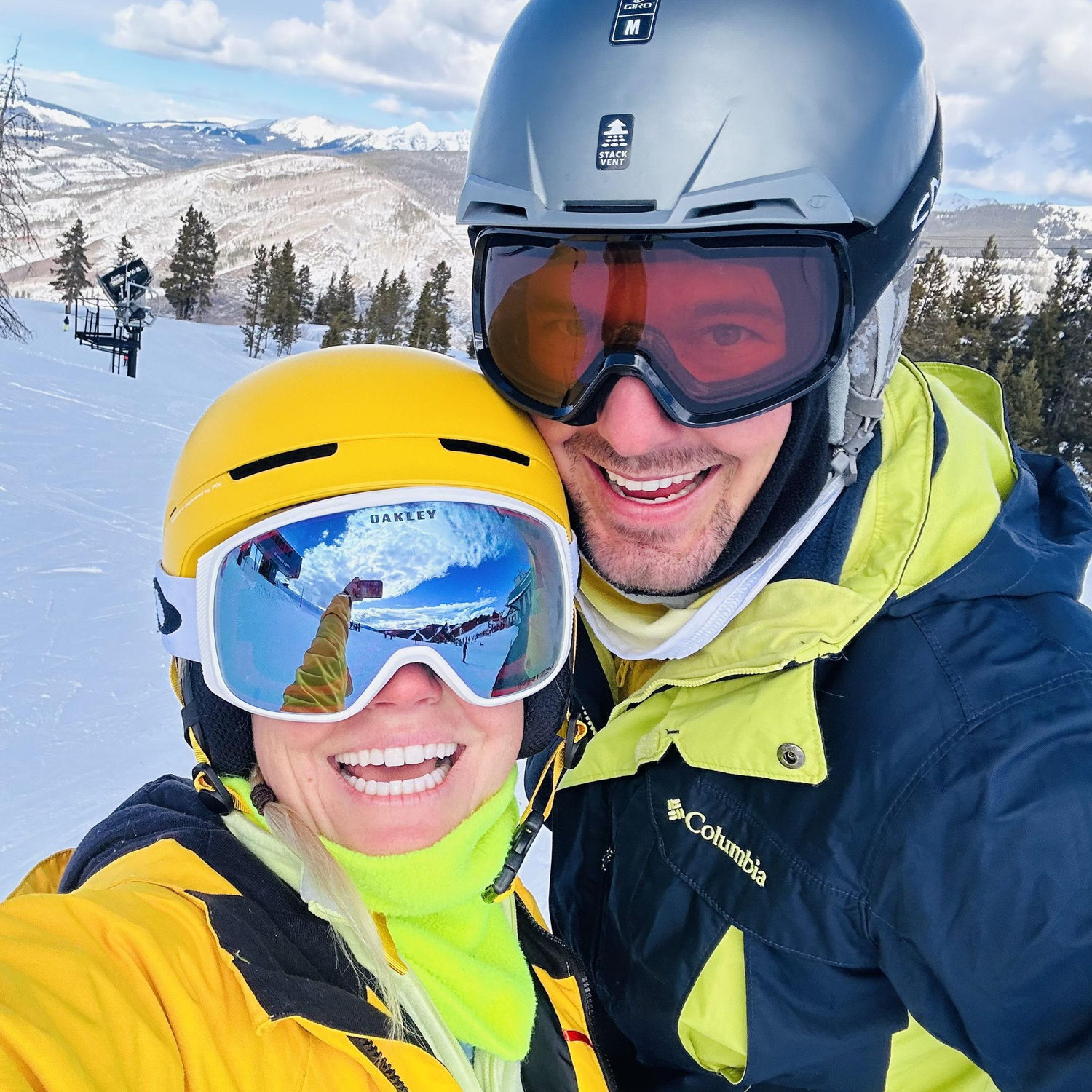 Sunshine is a Colorado Vail-native, but she is impressed with John's ski skills!