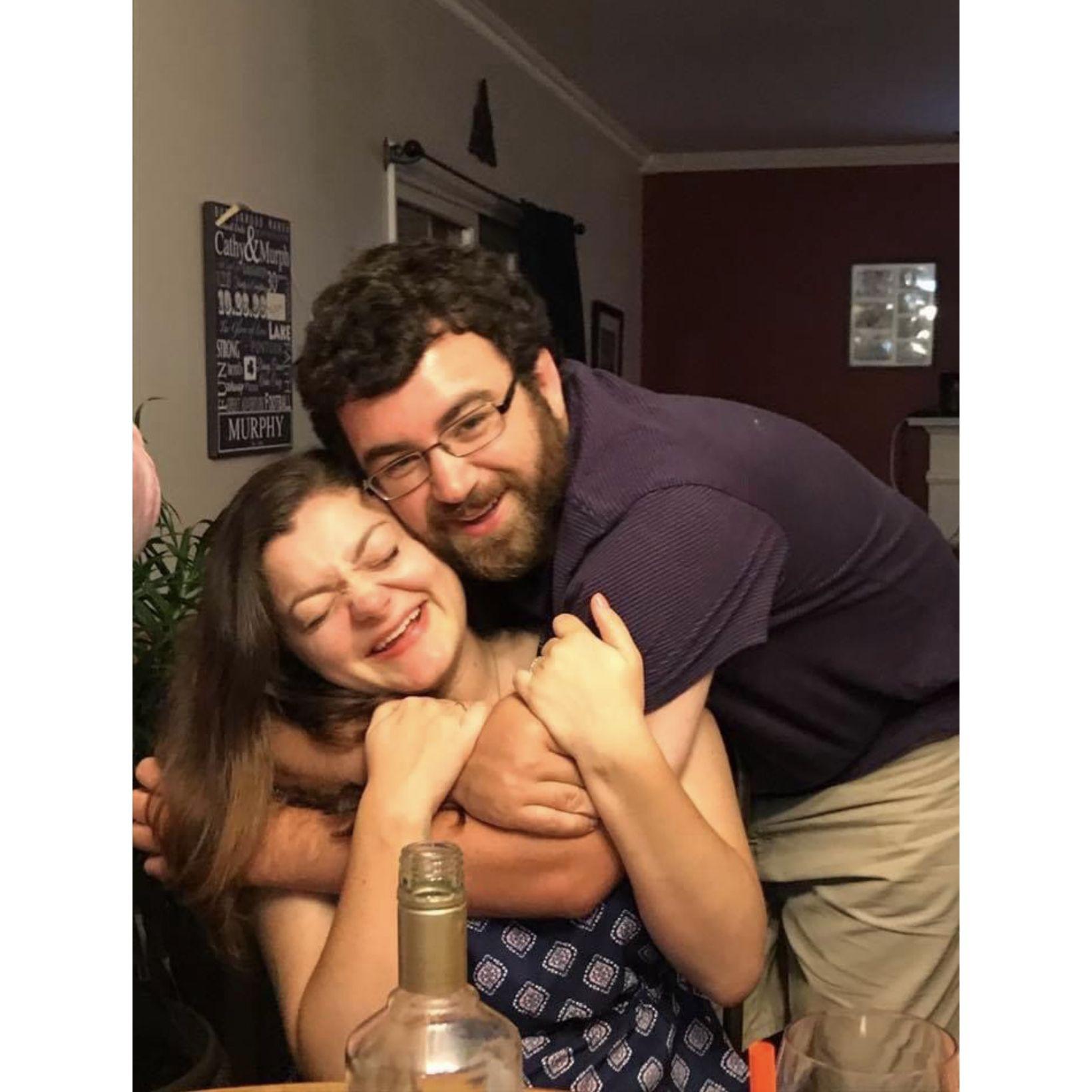 Feeling good at Danny and Meghan's engagement party!