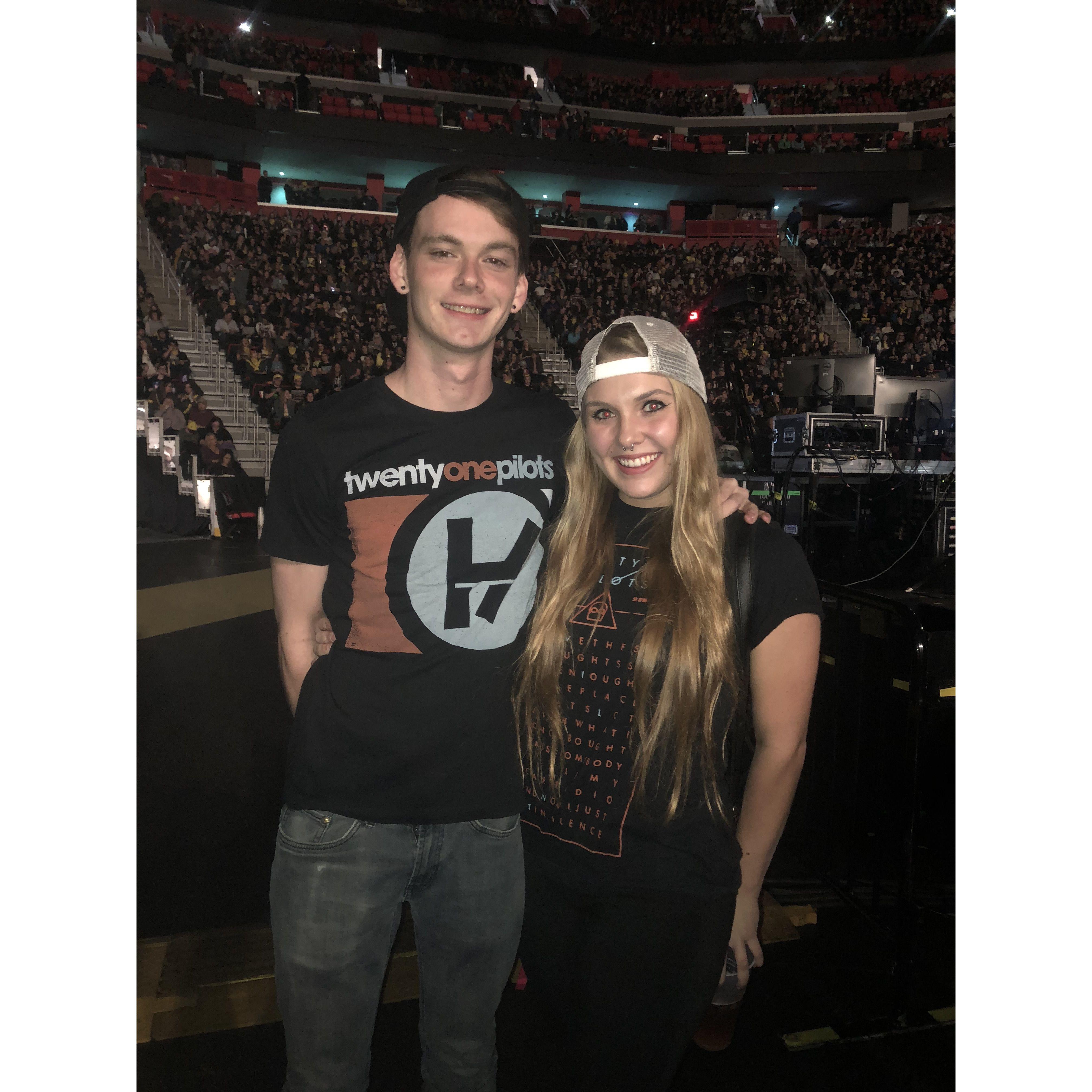 Our first Twenty Øne Piløts concert...Eric has since humored Becky by accompanying her for many, many more tours of her favorite band.