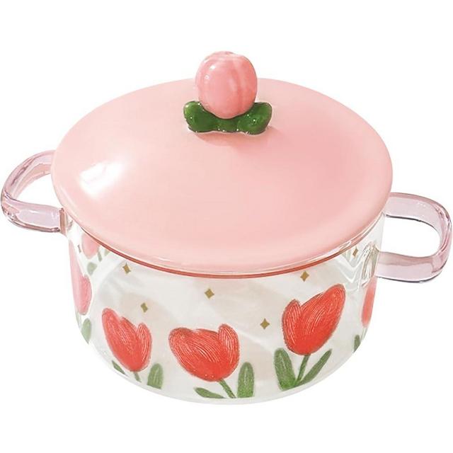 EHERDM 1.3L/45oz Clear Glass Pot for Cooking On Stove High Borosilicate Glass Cooking Pot with Lid Glass Cookware Pot Heat Resistant Glass Pot Simmer Pot Suitable for Pasta Noodle Soup Milk Salad