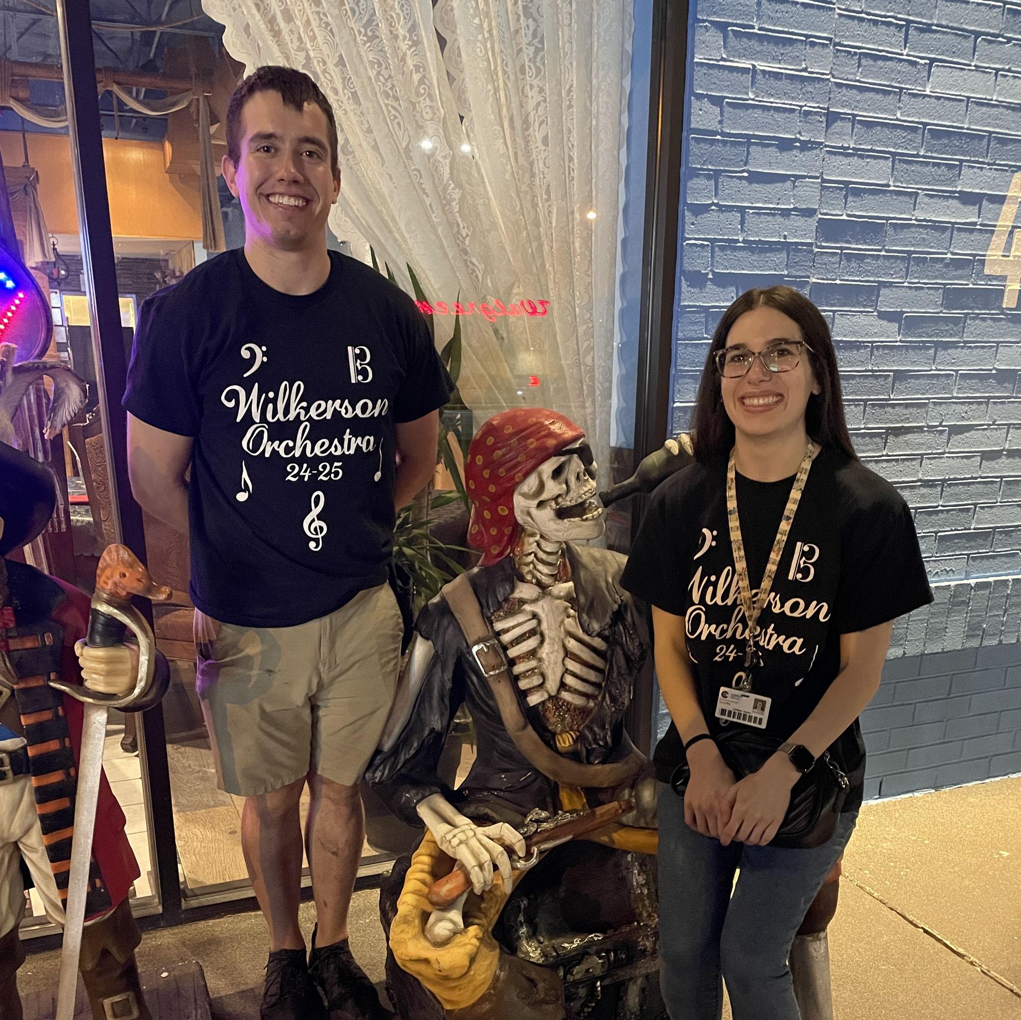 At the pirate-themed restaurant for dinner after Corban's first orchestra concert at her new school